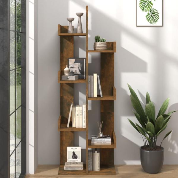 ARDEBO.de - Bücherschrank 48x25,5x140 cm Räuchereiche Holzwerkstoff