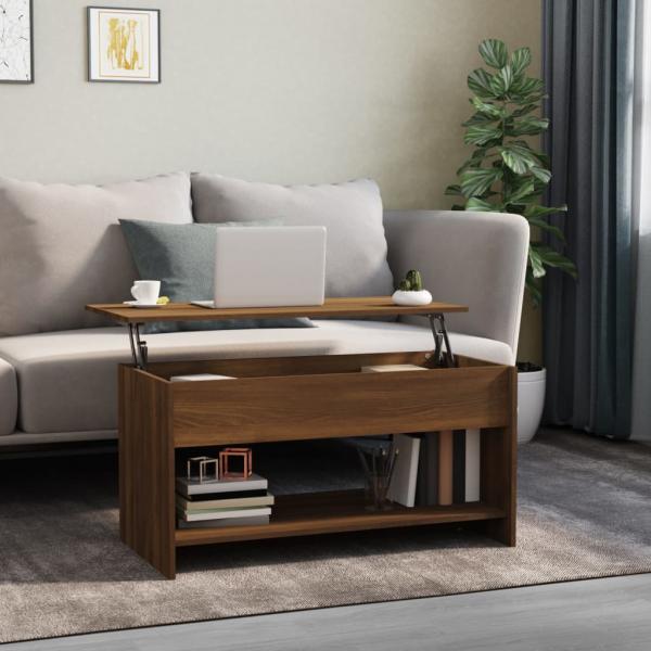 ARDEBO.de - Couchtisch Braun Eichen-Optik 102x50x52,5 cm Holzwerkstoff