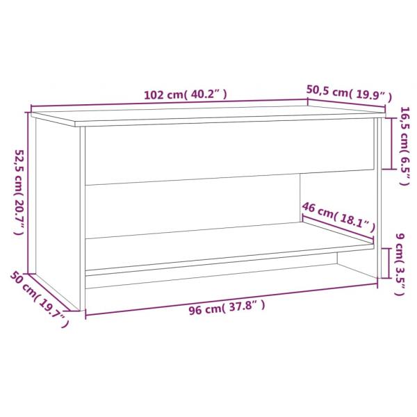 Couchtisch Braun Eichen-Optik 102x50x52,5 cm Holzwerkstoff