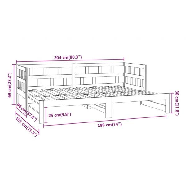 Tagesbett Ausziehbar Massivholz Kiefer 2x(90x200) cm