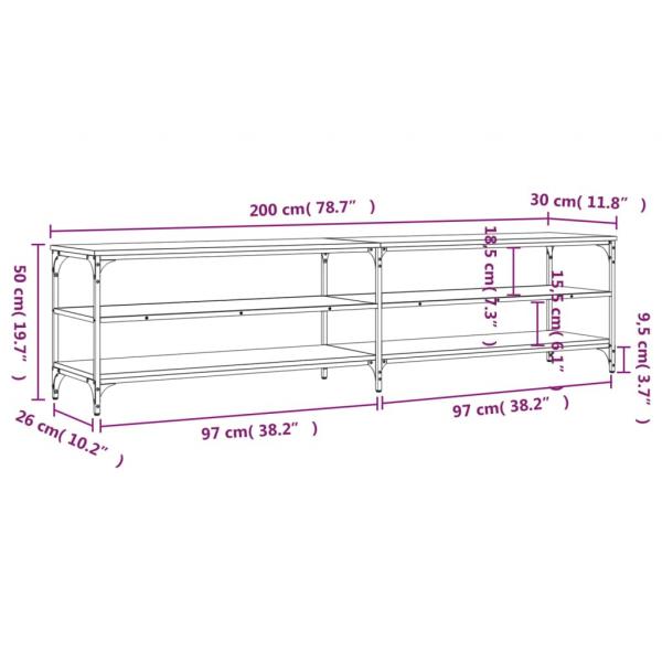 TV-Schrank Braun Eiche 200x30x50 cm Holzwerkstoff und Metall