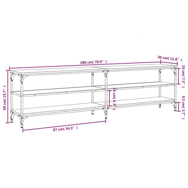 TV-Schrank Sonoma-Eiche 180x30x50 cm Holzwerkstoff und Metall