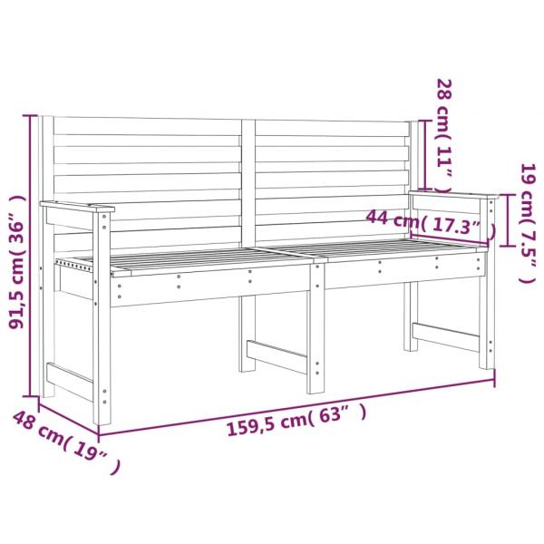 Gartenbank Grau 159,5x48x91,5 cm Massivholz Kiefer