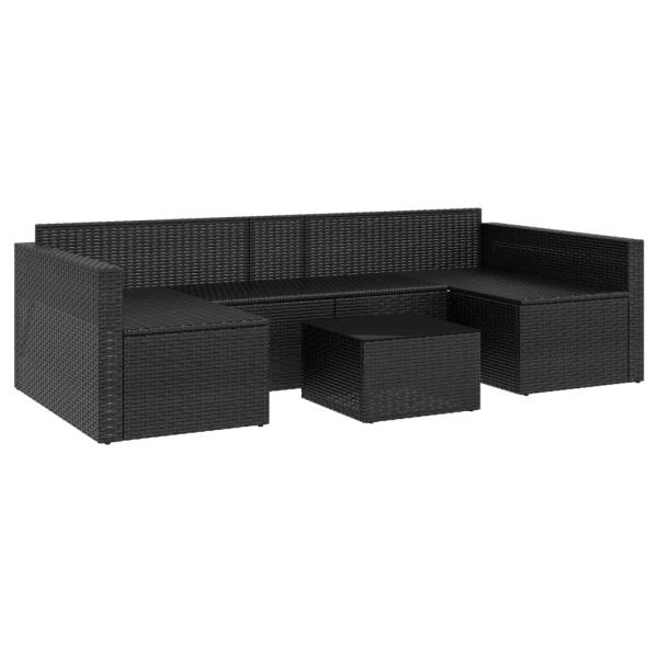 2-tlg. Garten-Lounge-Set mit Kissen Schwarz Poly Rattan