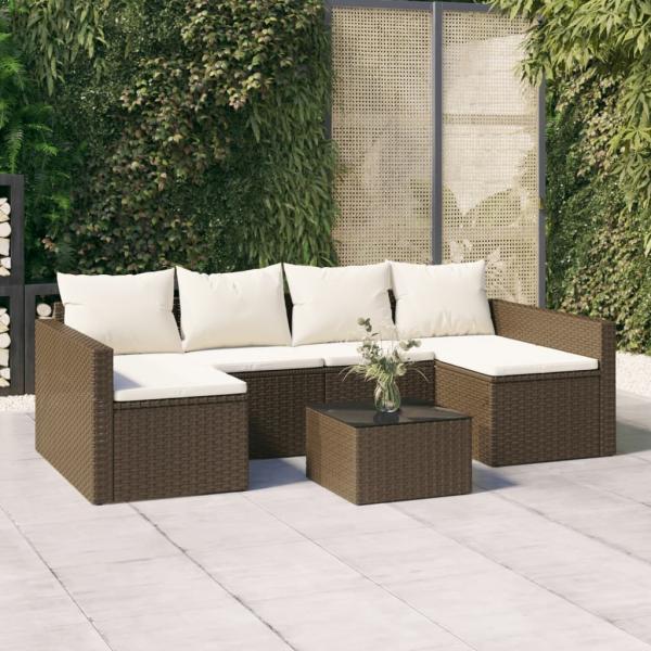 ARDEBO.de - 2-tlg. Garten-Lounge-Set mit Kissen Braun Poly Rattan