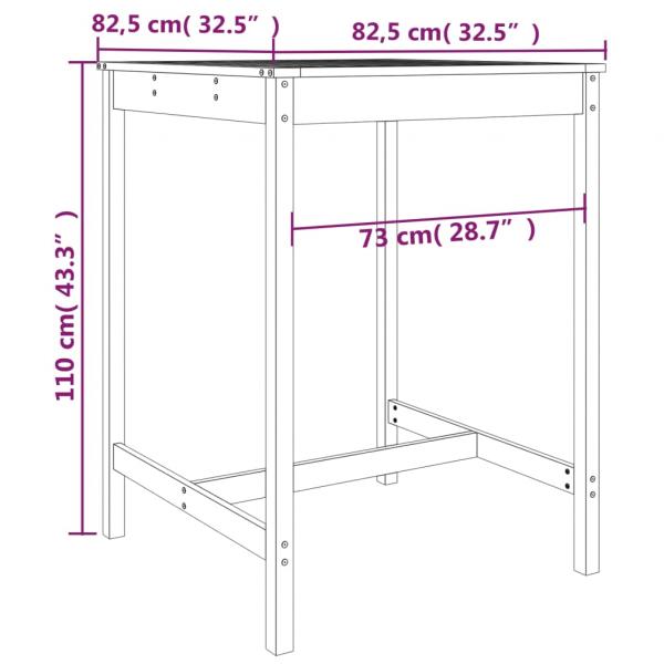 Gartentisch 82,5x82,5x110 cm Massivholz Kiefer