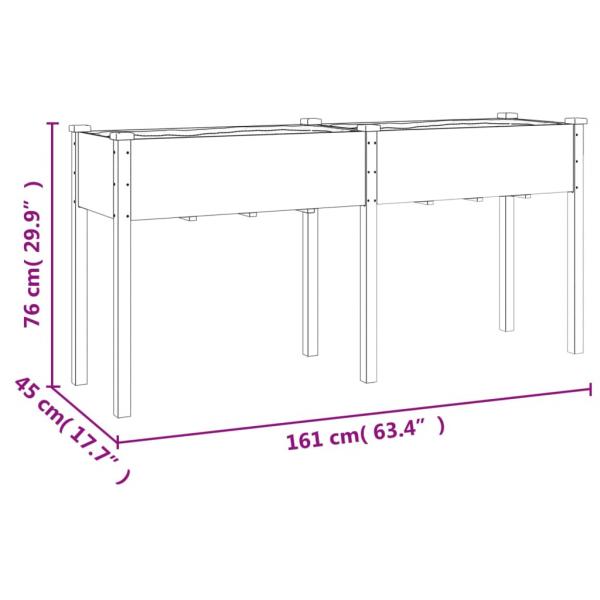 Pflanzkübel mit Einsatz Braun 161x45x76 cm Massivholz Tanne