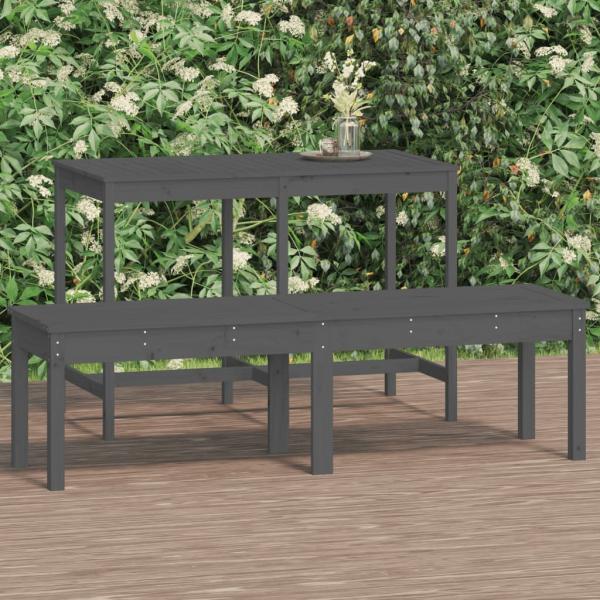 ARDEBO.de - Gartenbank 2-Sitzer Grau 159,5x44x45 cm Massivholz Kiefer