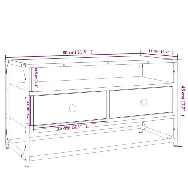 TV-Schrank Räuchereiche 80x35x45 cm Holzwerkstoff