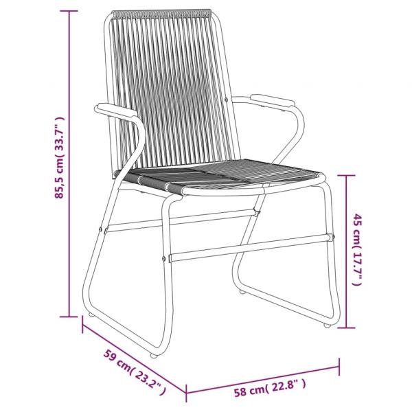 3-tlg. Garten-Essgruppe Schwarz PVC Rattan