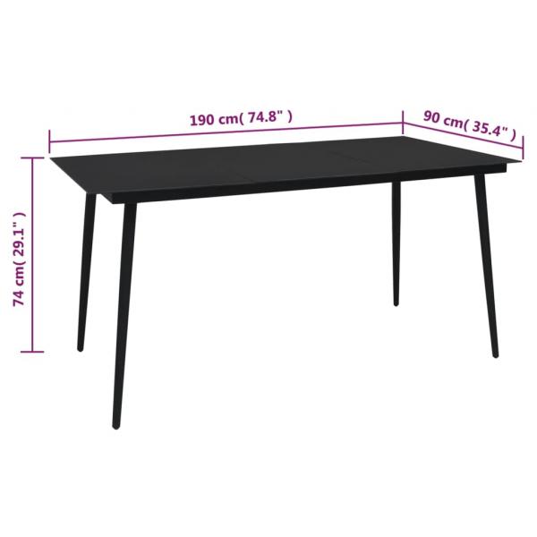 7-tlg. Garten-Essgruppe Schwarz PVC-Rattan