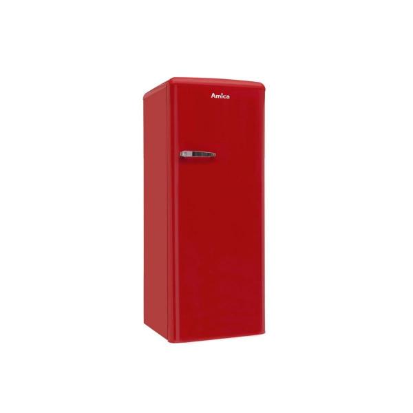 Amica KSR 364 150 R Retro Kühlschrank mit Gefrierfach, 55 cm breit, 218L, LED-Beleuchtung, chili red