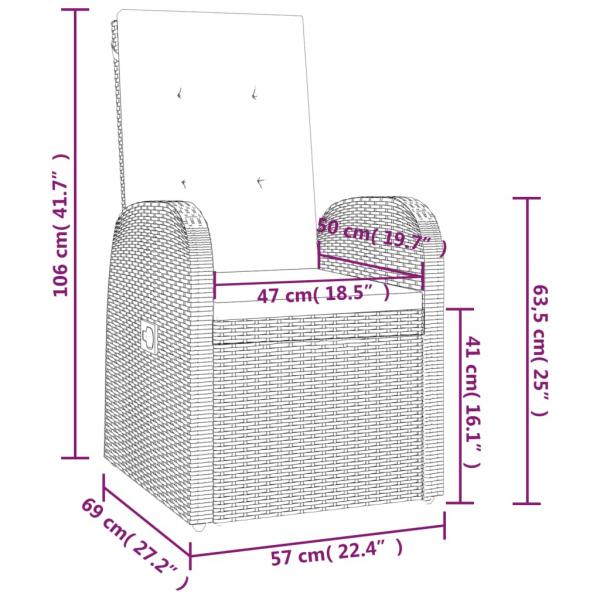 3-tlg. Garten-Lounge-Set Grau Poly Rattan & Massivholz Akazie