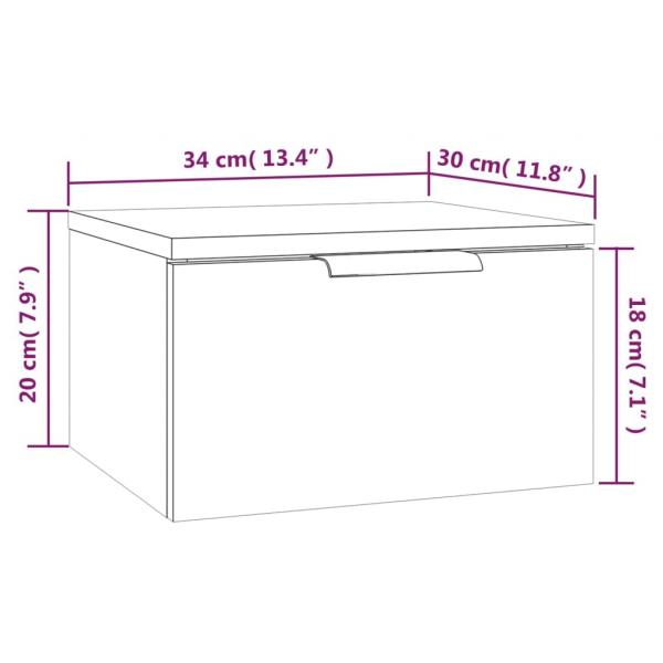 Wand-Nachttische 2 Stk. Sonoma-Eiche 34x30x20 cm