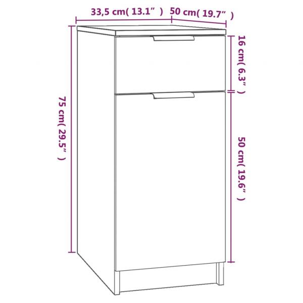 Büroschrank Weiß 33,5x50x75 cm Holzwerkstoff