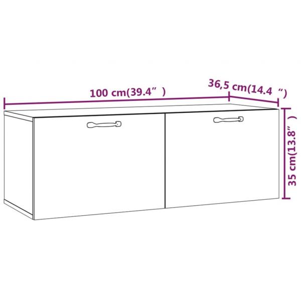 Wandschrank Schwarz 100x36,5x35 cm Holzwerkstoff