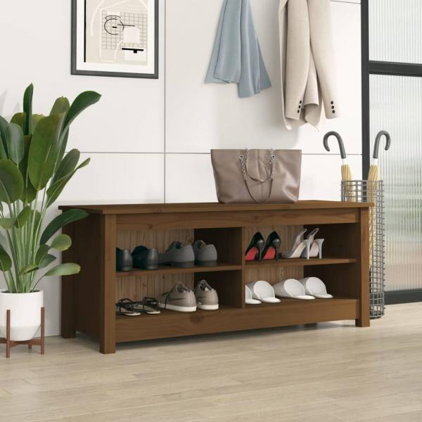 ARDEBO.de - Schuhbank Honigbraun 110x38x45,5 cm Massivholz Kiefer