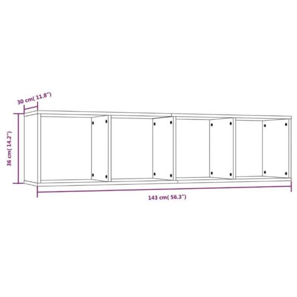 Bücherschrank/TV-Schrank Grau Sonoma 143x30x36cm Holzwerkstoff