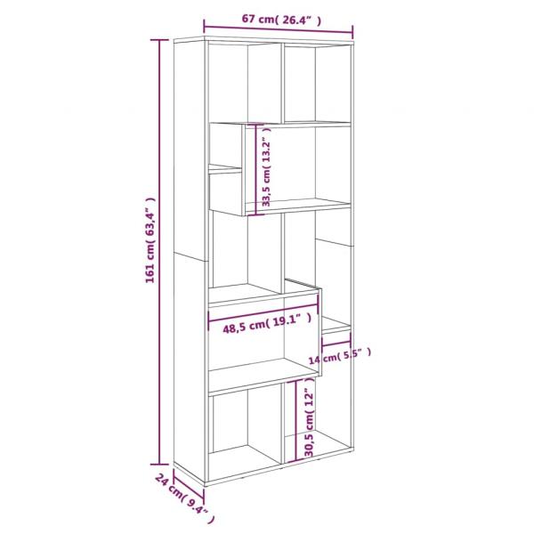 Bücherregal Räuchereiche 67x24x161 cm Holzwerkstoff