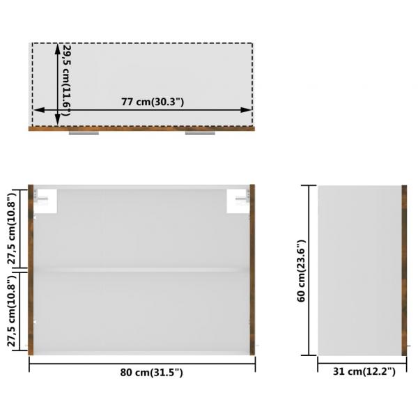 Hängeschrank Glas Räuchereiche 80x31x60 cm Holzwerkstoff