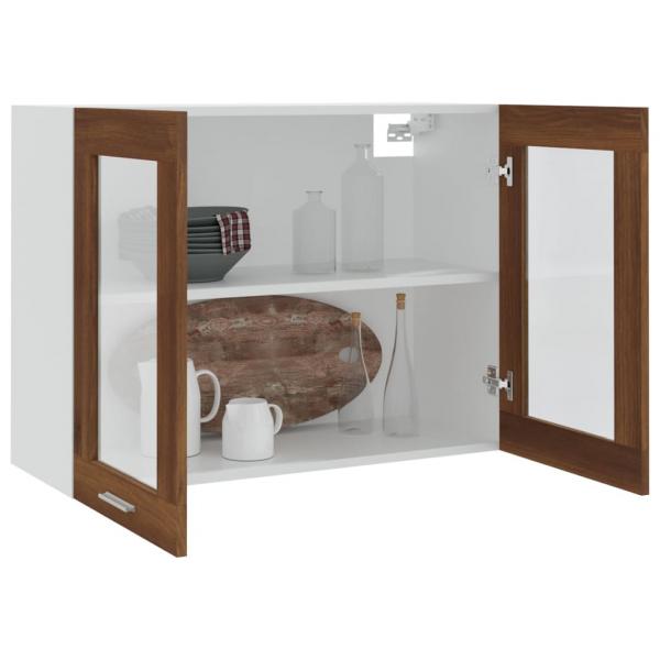 Hängeschrank Glas Braun Eichen-Optik 80x31x60 cm Holzwerkstoff