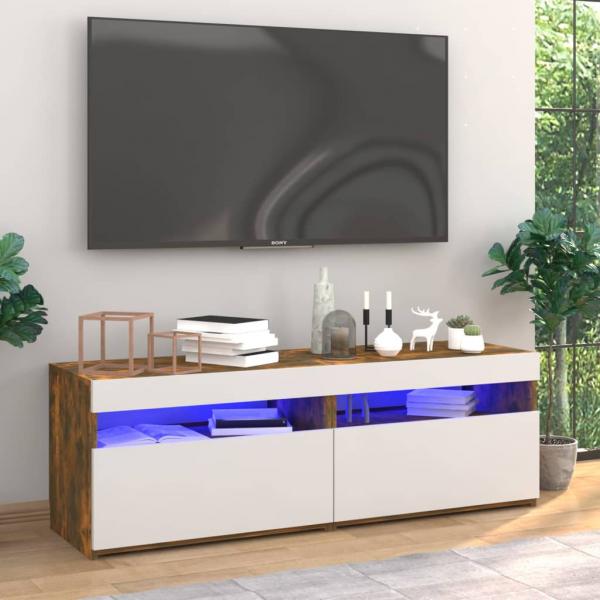 ARDEBO.de - TV-Schränke 2 Stk. mit LED-Leuchten Räuchereiche 60x35x40 cm