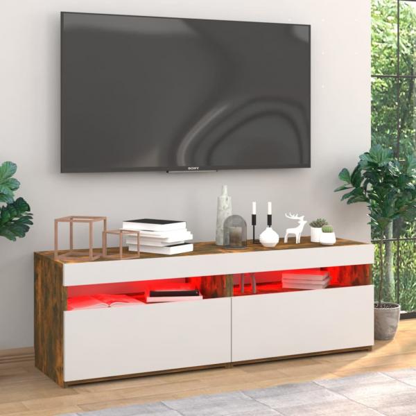 TV-Schränke 2 Stk. mit LED-Leuchten Räuchereiche 60x35x40 cm