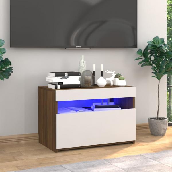 ARDEBO.de - TV-Schrank mit LED-Leuchten Braun Eichen-Optik 60x35x40 cm