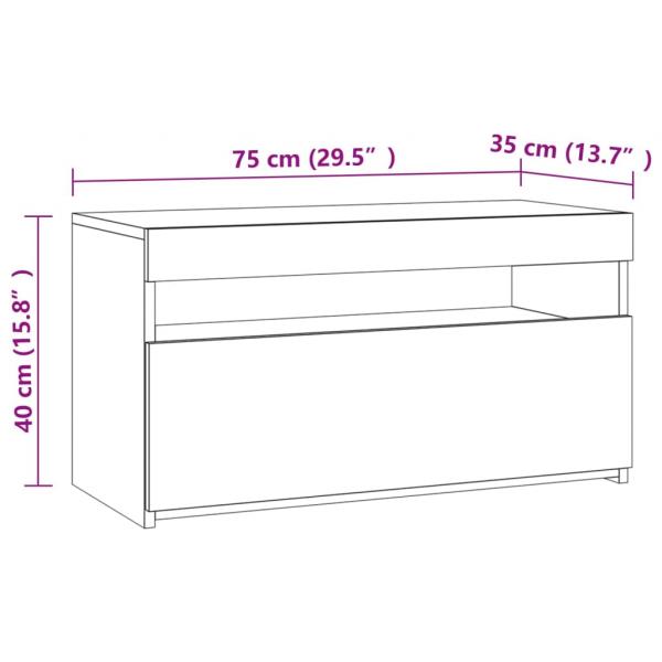 TV-Schrank mit LED-Leuchten Braun Eichen-Optik 60x35x40 cm