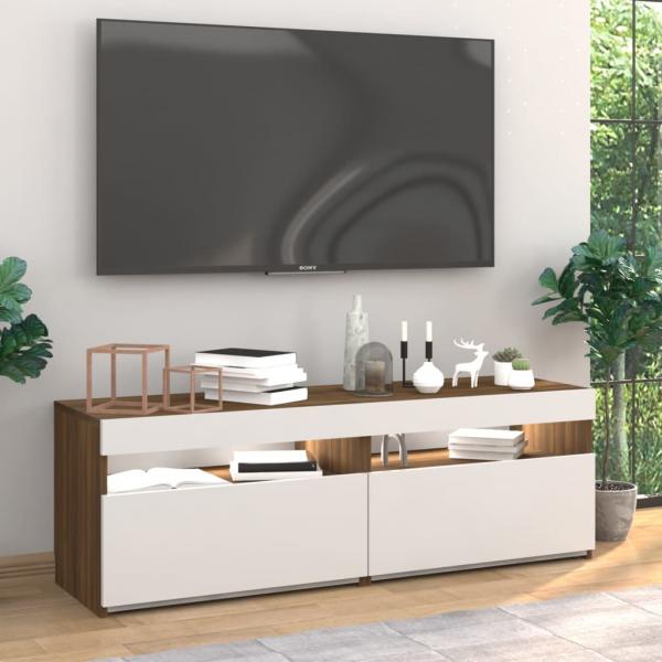 TV-Schränke 2Stk mit LED-Leuchten Braun Eichen-Optik 60x35x40cm