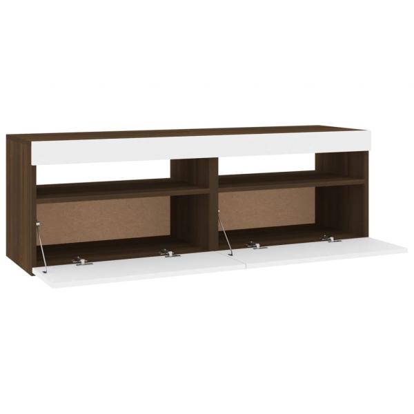 TV-Schränke 2Stk mit LED-Leuchten Braun Eichen-Optik 60x35x40cm