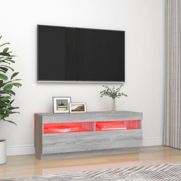 TV-Schrank mit LED-Leuchten Grau Sonoma 100x35x40 cm