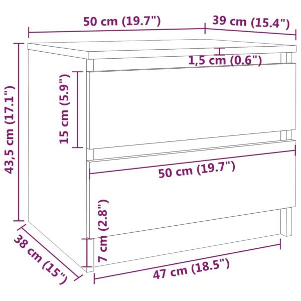 Nachttische 2 Stk. Grau Sonoma 50x39x43,5 cm Holzwerkstoff