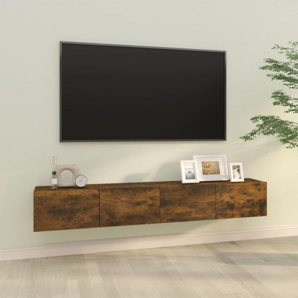 ARDEBO.de - TV-Wandschränke 2 Stk. Räuchereiche 100x30x30 cm Holzwerkstoff