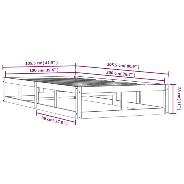 Massivholzbett Honigbraun 100x200 cm