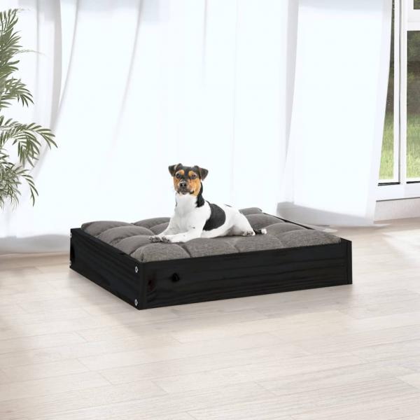 Hundebett Schwarz 51,5x44x9 cm Massivholz Kiefer