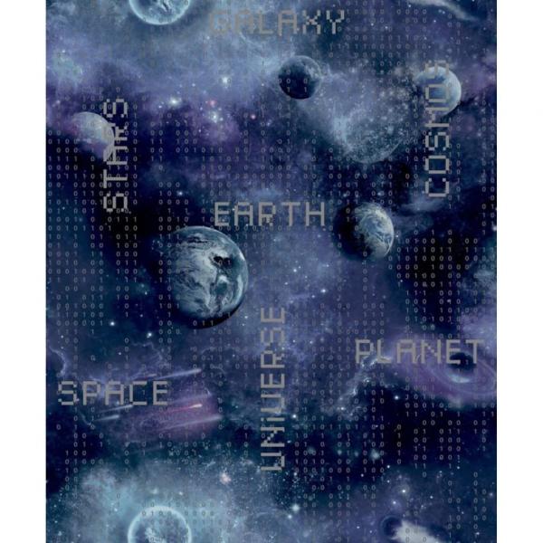 ARDEBO.de - Noordwand Tapete Good Vibes Galaxy Planets and Text Schwarz und Lila