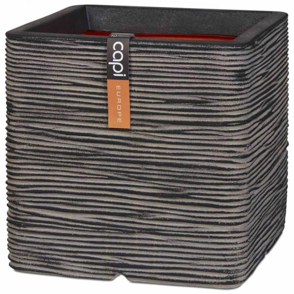 ARDEBO.de - Capi Blumentopf Nature Rib Quadratisch 40x40 cm Anthrazit KOFZ903