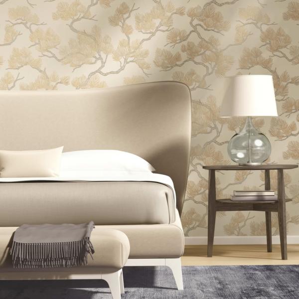 ARDEBO.de - DUTCH WALLCOVERINGS Tapete Kiefer-Motiv Creme