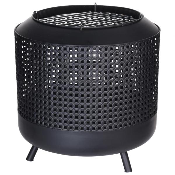 ProGarden Feuerkorb mit Grillrost 50x51 cm Schwarz