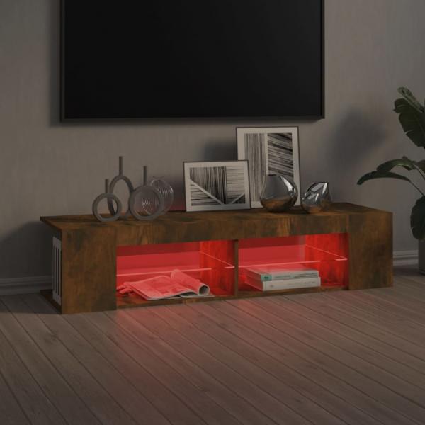 TV-Schrank mit LED-Leuchten Räuchereiche 135x39x30 cm