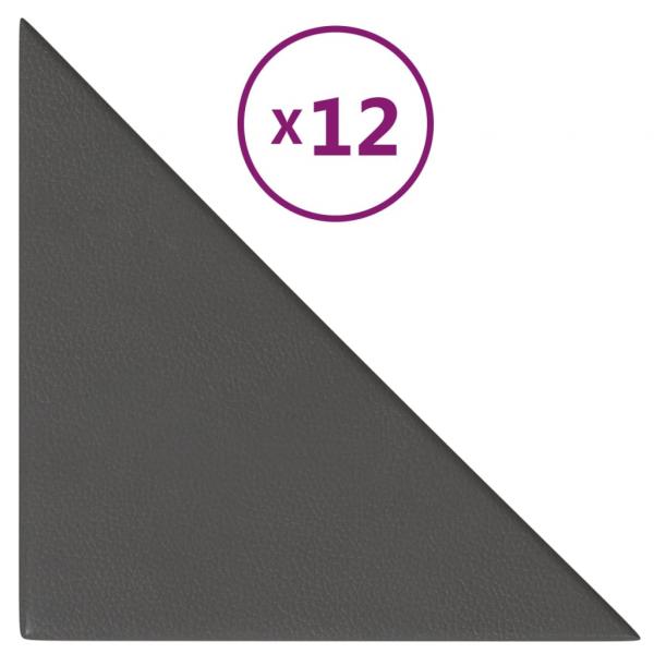 Wandpaneele 12 Stk. Grau 30x30 cm Kunstleder 0,54 m²