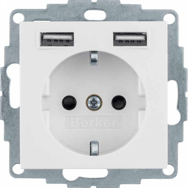 ARDEBO.de Berker 48036089 Steckdose SCHUKO/USB, Q.1/Q.3/Q.7/Q.9, polarweiß samt