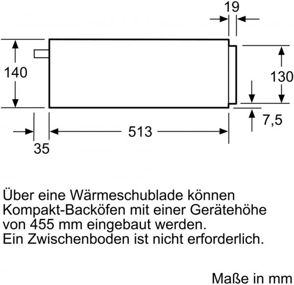 Bosch BIC630NS1 Wärmeschublade, Nischenhöhe: 14cm, grifflos, edelstahl