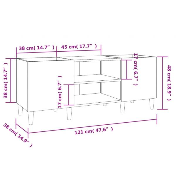 Plattenschrank Schwarz 121x38x48 cm Holzwerkstoff