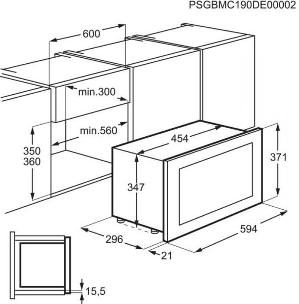 AEG MBB1756DEM Einbau-Mikrowelle, 800 W, 17l, Grillfunktion, Auftau-Funktion, Edelstahl