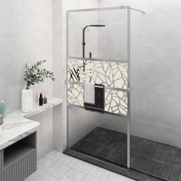 ARDEBO.de - Duschwand mit Ablage für Walk-In-Dusche Chrom 115x195 cm ESG