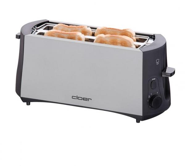 ARDEBO.de Cloer 3710 4-Scheiben-Toaster, 1380W, Temperatursensor, chrom