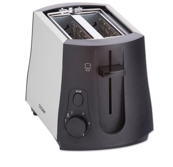 Cloer 3410 Toaster, 2 Scheiben, 825W, Brötchenaufsatz, schwarz-edelstahl