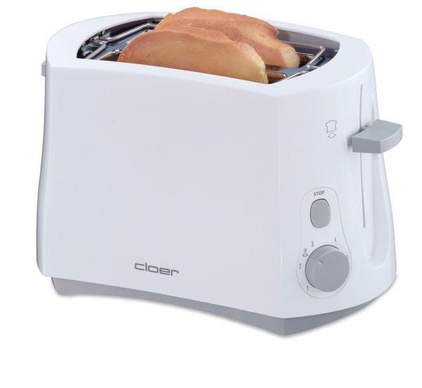 ARDEBO.de Cloer 331 Kunststoff-Toaster, 825W, stufenlos wählbarer Bräunungsgrad, weiß